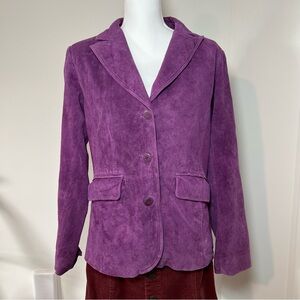 St. John’s Bay 90s Vintage Vibrant Eggplant Plum‎ Purple Suede Leather Jacket 🍆